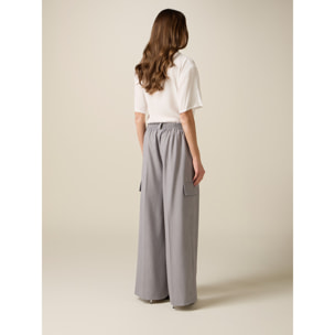 Oltre - Pantaloni cargo palazzo - Grigio