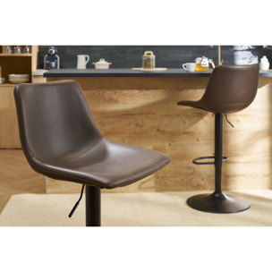 Tabourets de bar vintage réglables pivotants marron (lot de 2) NEW ROCK