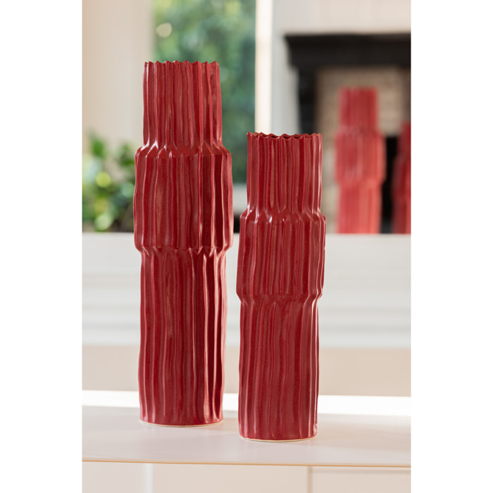 J-Line vase Ondule - porcelaine - rouge - small