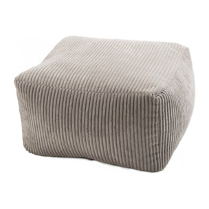 ALBANE - Pouf carré 57x57cm tissu velours côtelé gris perle