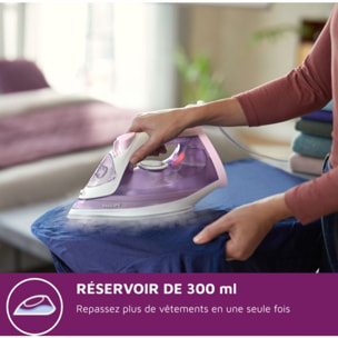 Fer à repasser PHILIPS DST3010/30 fer à vapeur Série 3000 mauve et blanc, 2000W