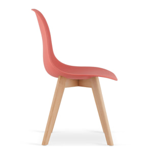 Sedia KITO in polipropilene color cinabro con gambe in faggio