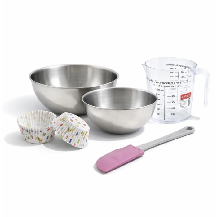 Set de 54 ustensiles de pâtisserie moules à muffins bols à mixer spatule et verre doseur Zenker Haribo