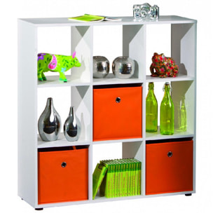 Libreria in laminato con nove vani, colore bianco, 104,5 x 109 x 33.