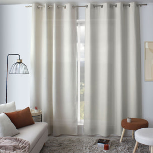 Rideau à oeillets en velours chenillé - Ecru