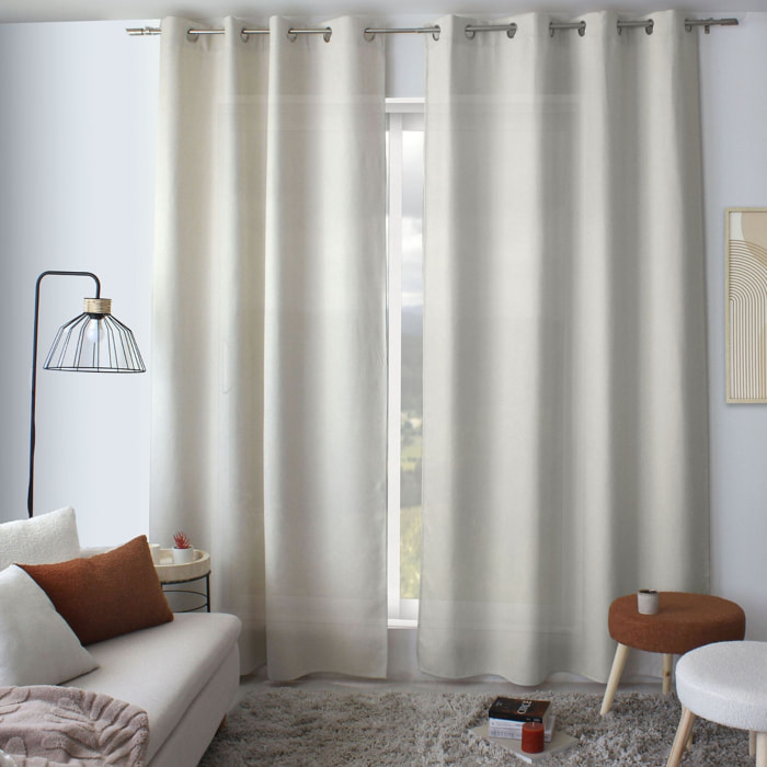 Rideau à oeillets en velours chenillé - Ecru