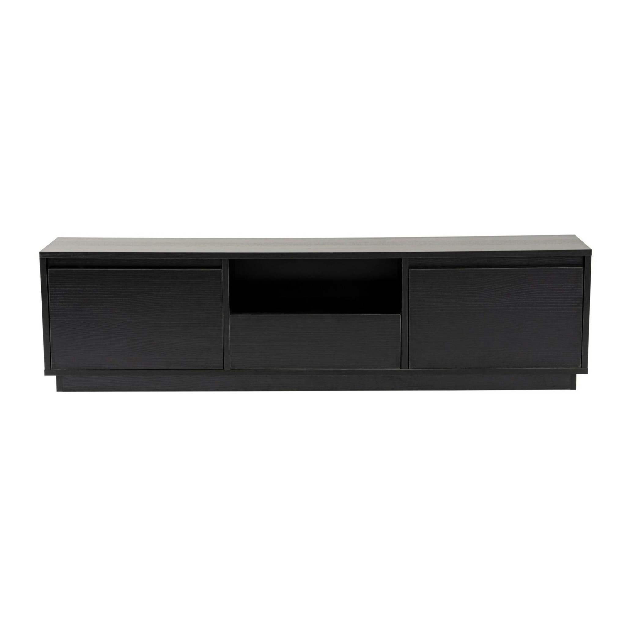 Meuble TV noir avec rangement - effet bois MARFA