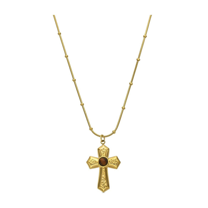 Collar con Ojo de Tigre acabado oro 18k