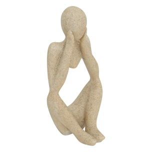 Lot de 3 statues femmes Aby H.11,5cm résine beige