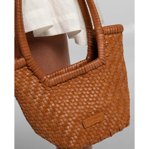 Bolso de mano de mujer de mano de piel trenzada