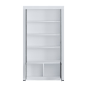 Vetrina Moderna 2 Ante In Vetro Con Pannelli Effetto Legno Libreria Soggiorno Sala da Pranzo Vetrinetta Stile 104.8x41.8x191 Cm Grigio Cemento