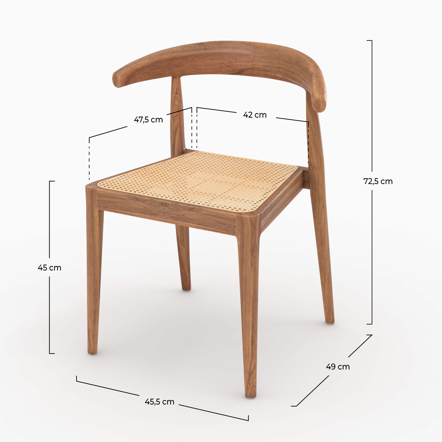 Lot de 2 chaises en bois de teck et cannage en rotin - Alia