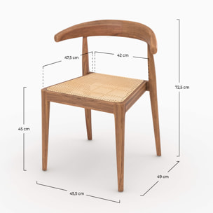 Lot de 2 chaises en bois de teck et cannage en rotin - Alia