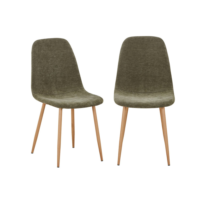 Chaise décor bois et tissu (lot de 2) VERA
