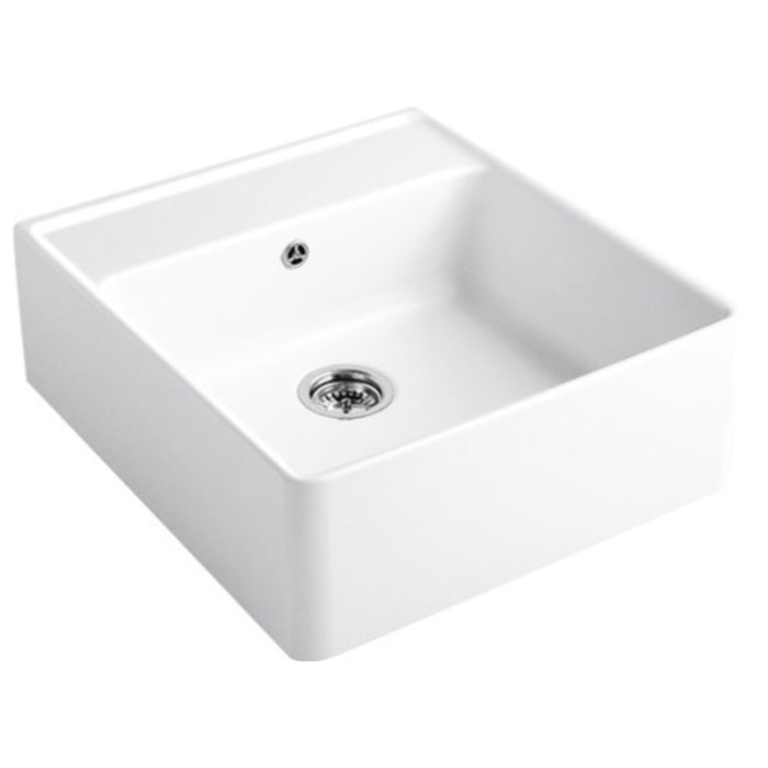 Evier timbre office Tradition Blanc CeramicPlus avec vidage manuel