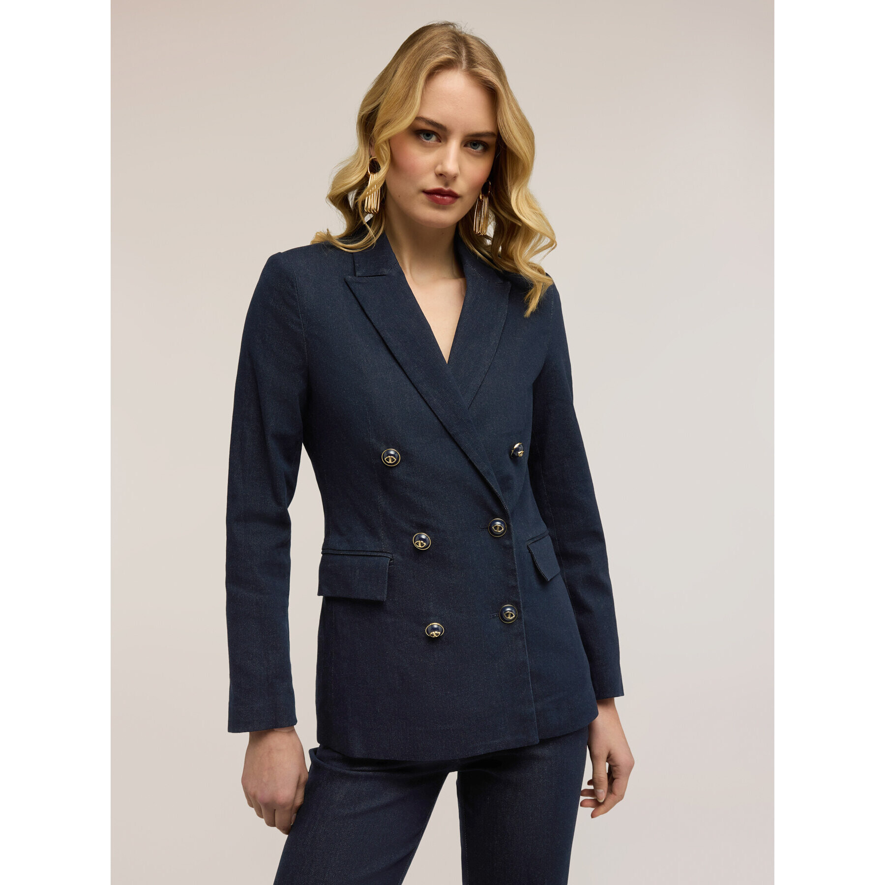 Motivi - Blazer cruzado de denim - Azul