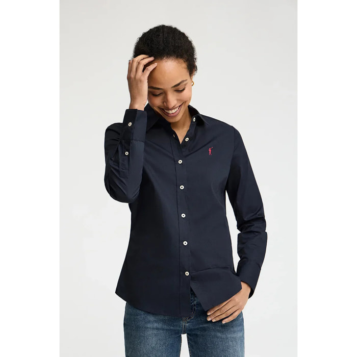 Camicia in popeline blu marino con ricamo Rigby Go