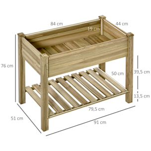 Huerto Urbano de Madera con Estante 91x51x76 cm para Cultivo de Plantas Flores