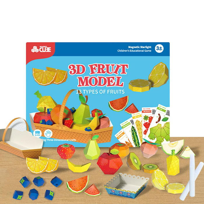 Kit artigianale 3D in carta ORIGAMI. 16 Figure MODELLO DI FRUTTA 3D. Ideale per sviluppare la coordinazione occhio-mano e lo sviluppo cognitivo.