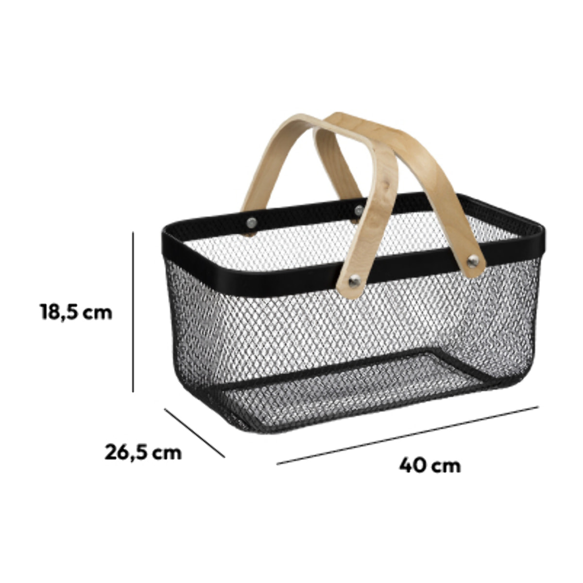 Corbeille en métal 40x26 cm Noir Mayaj