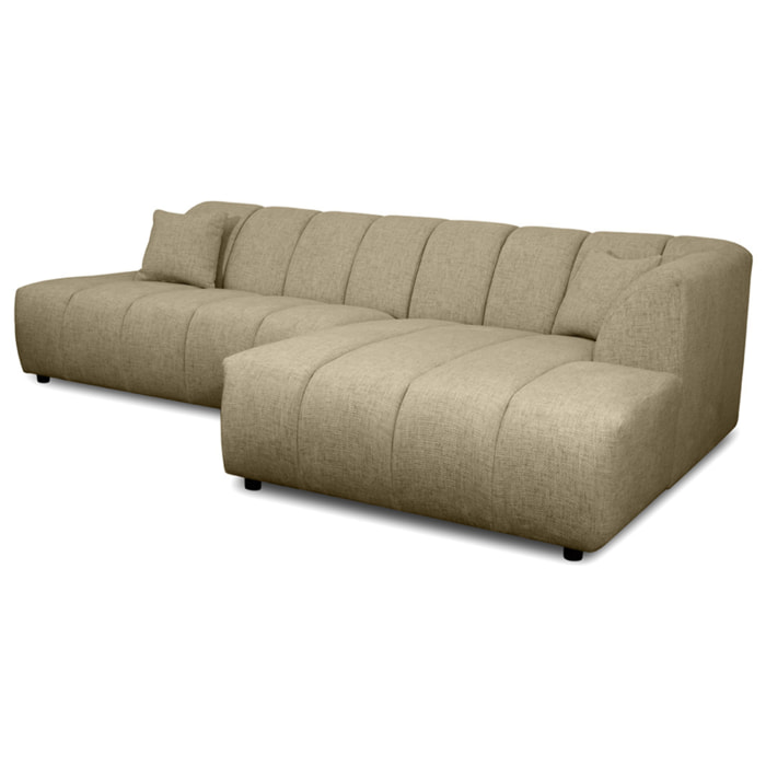 Curtis - canapé d'angle droit 4 places sans accoudoir en tissu texturé - Taupe