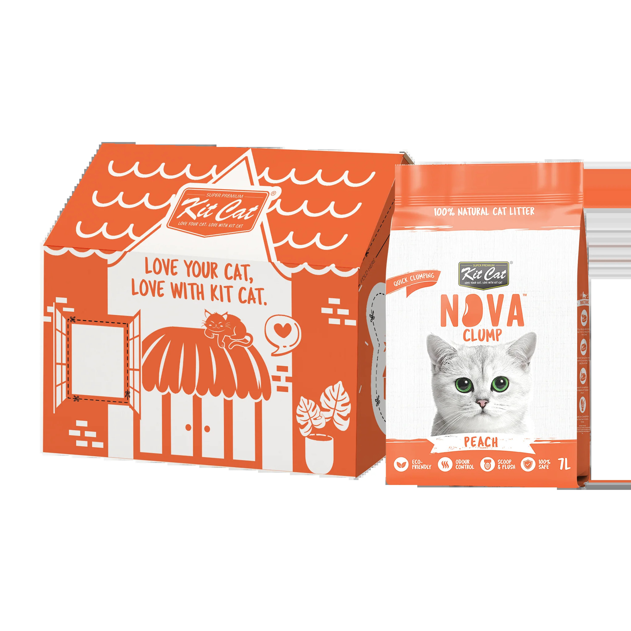 Kit Cat Arena Eco Nova - Peach 7 L Arena para gatos