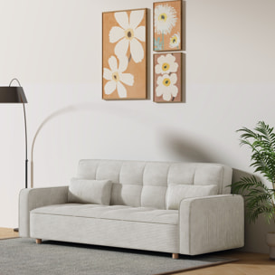 Canapé convertible 3 places en velours côtelé beige COOPER