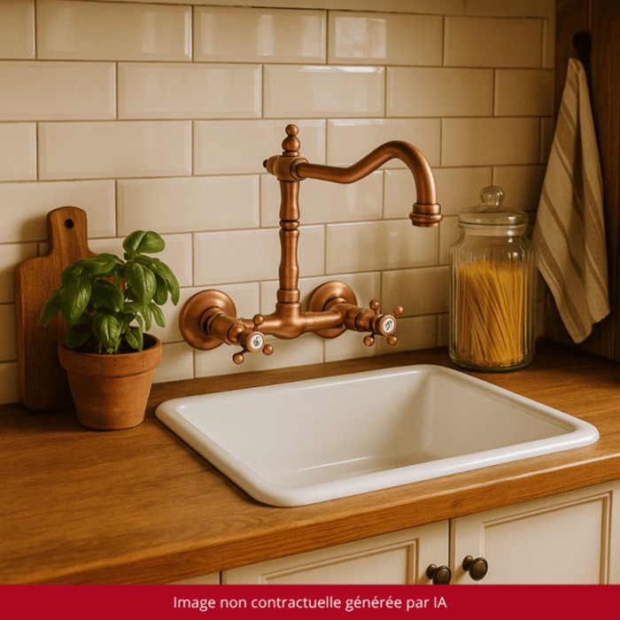 Mélangeur de cuisine mural bec rétro PAINI Tiffany Cuivre