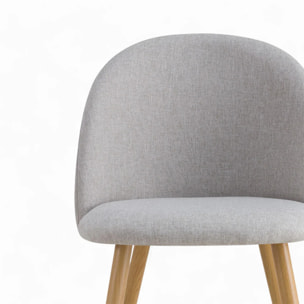 Table et chaises 4 personnes en tissu taupe et bois - Réno