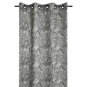 Rideau tamisant motif végétal exotique - Noir
