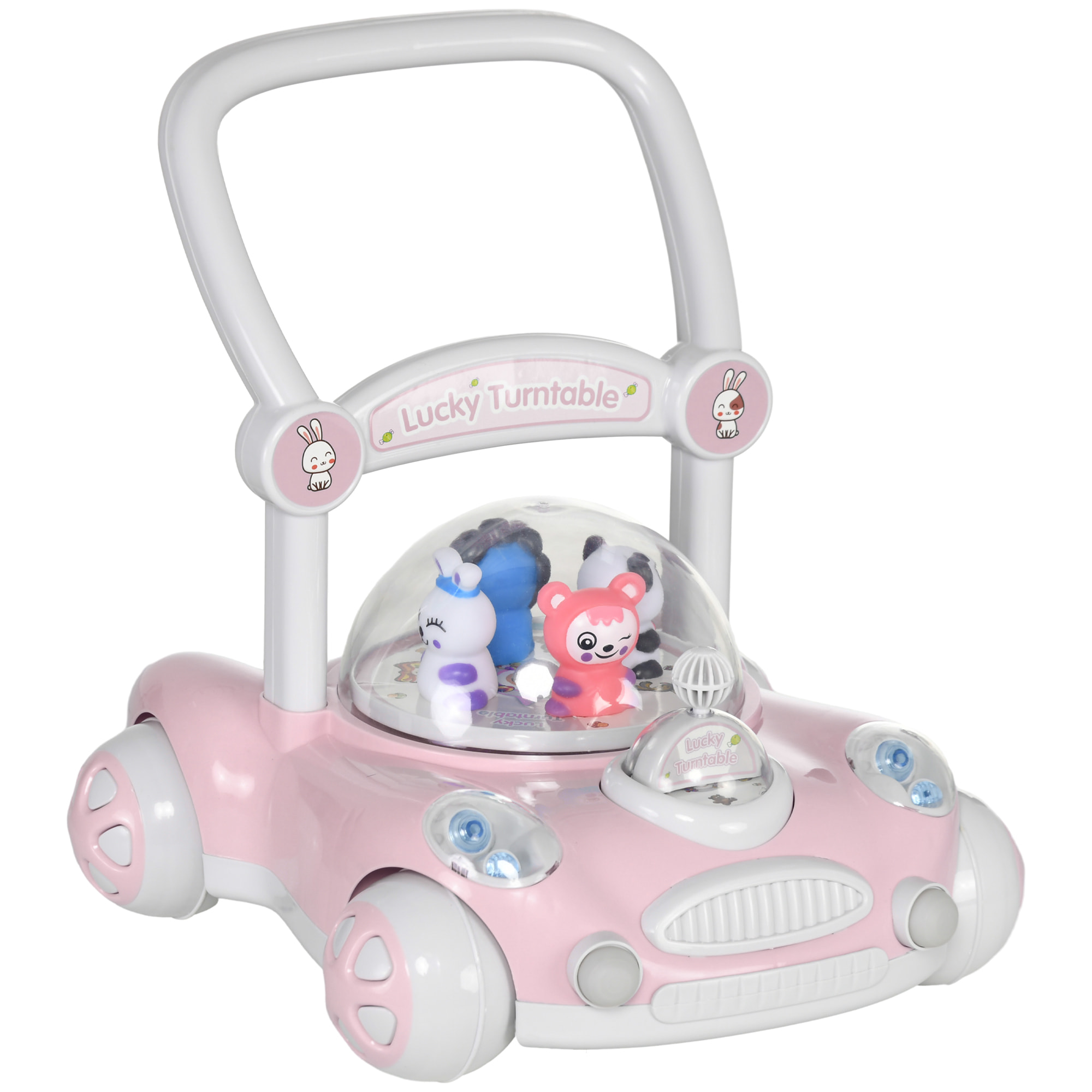 Andador para Bebés de 1-3 Años Tacatá para Bebés con Altura Ajustable Música Ruedas Antideslizantes Luces Manillar Desmontable Carga 25 kg Rosa