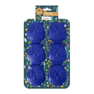 Lot de 6 mini moules en silicone forme Hibou, Happy Cake