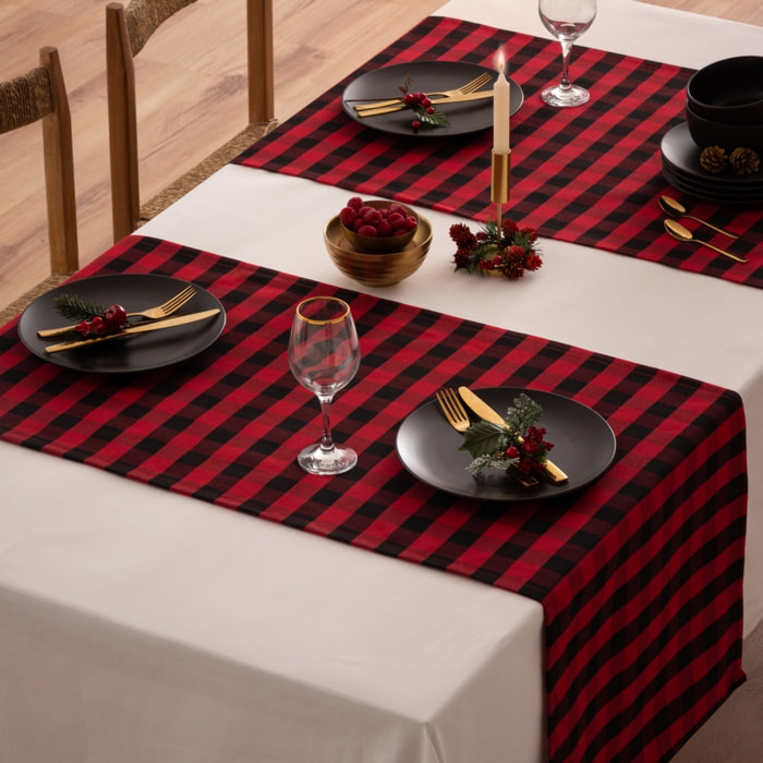 Camino de mesa XENIA ROJO-NEGRO