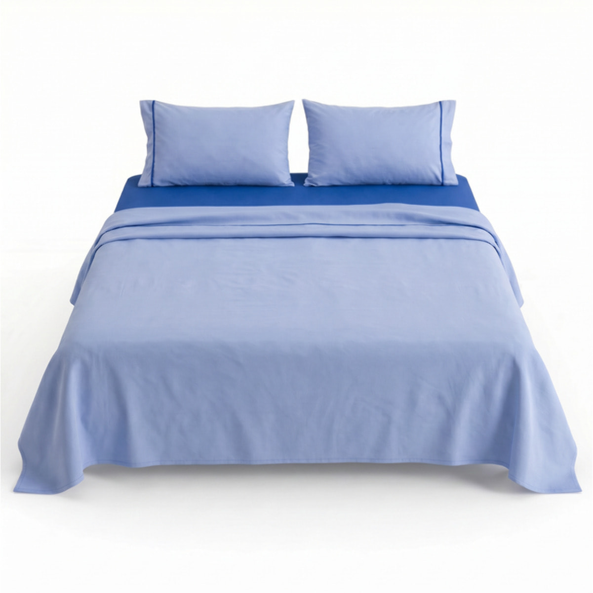 Completo Lenzuola in 100% Cotone con Piping Elegante, Set Letto Morbido e Traspirante con Lenzuolo Sopra, Sotto con Angoli Elasticizzati e Federa Coordinata