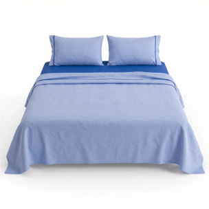 Completo Lenzuola in 100% Cotone con Piping Elegante, Set Letto Morbido e Traspirante con Lenzuolo Sopra, Sotto con Angoli Elasticizzati e Federa Coordinata