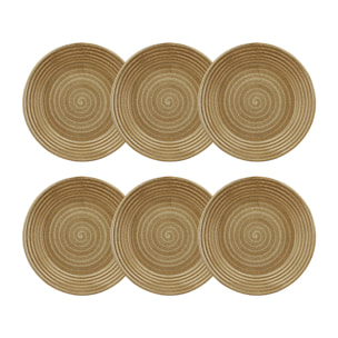 Lot de 6 assiettes plates 27cm en grès caramel TURBOLINO