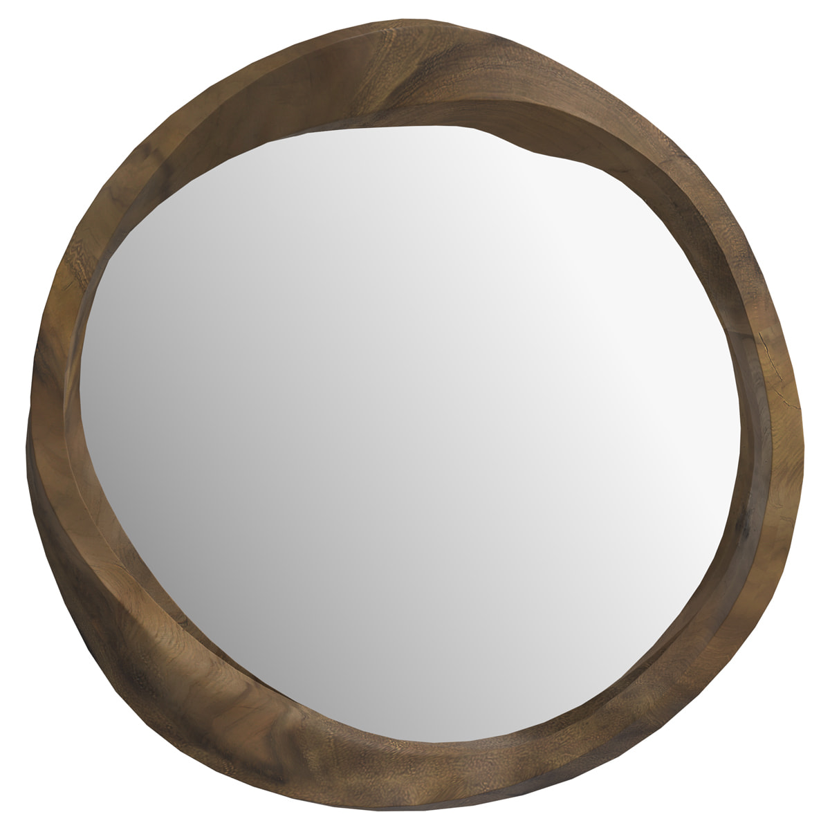 Miroir rond en bois de suar ondulé D53 cm - Yong