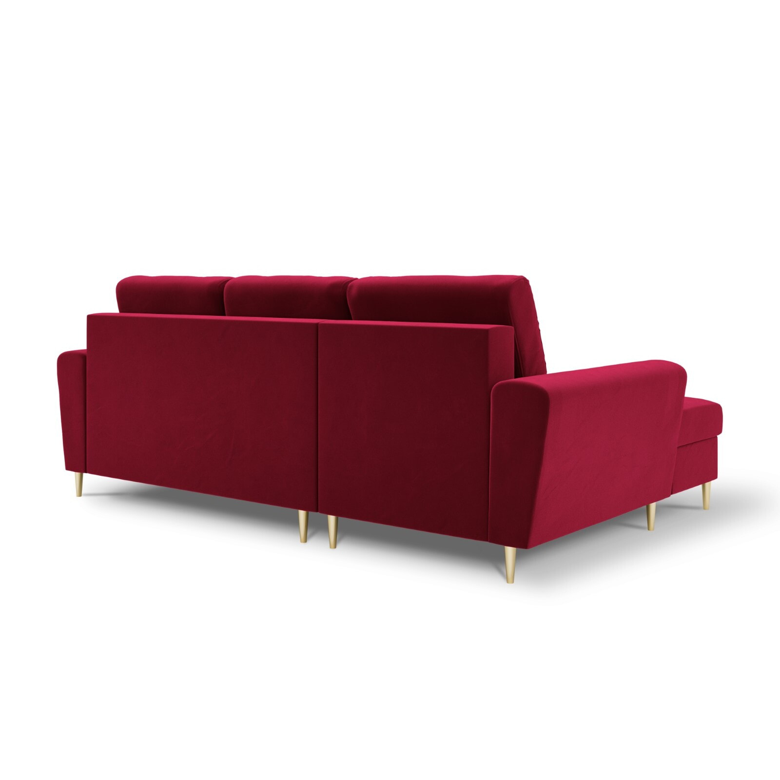 Canapé d'angle gauche convertible avec coffre de rangement "Kyoto" 4 places en velours rouge
