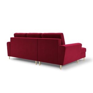 Canapé d'angle gauche convertible avec coffre de rangement "Kyoto" 4 places en velours rouge