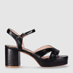 Sandalias de Piel Sintética - Negro - Tacón: 8 cm