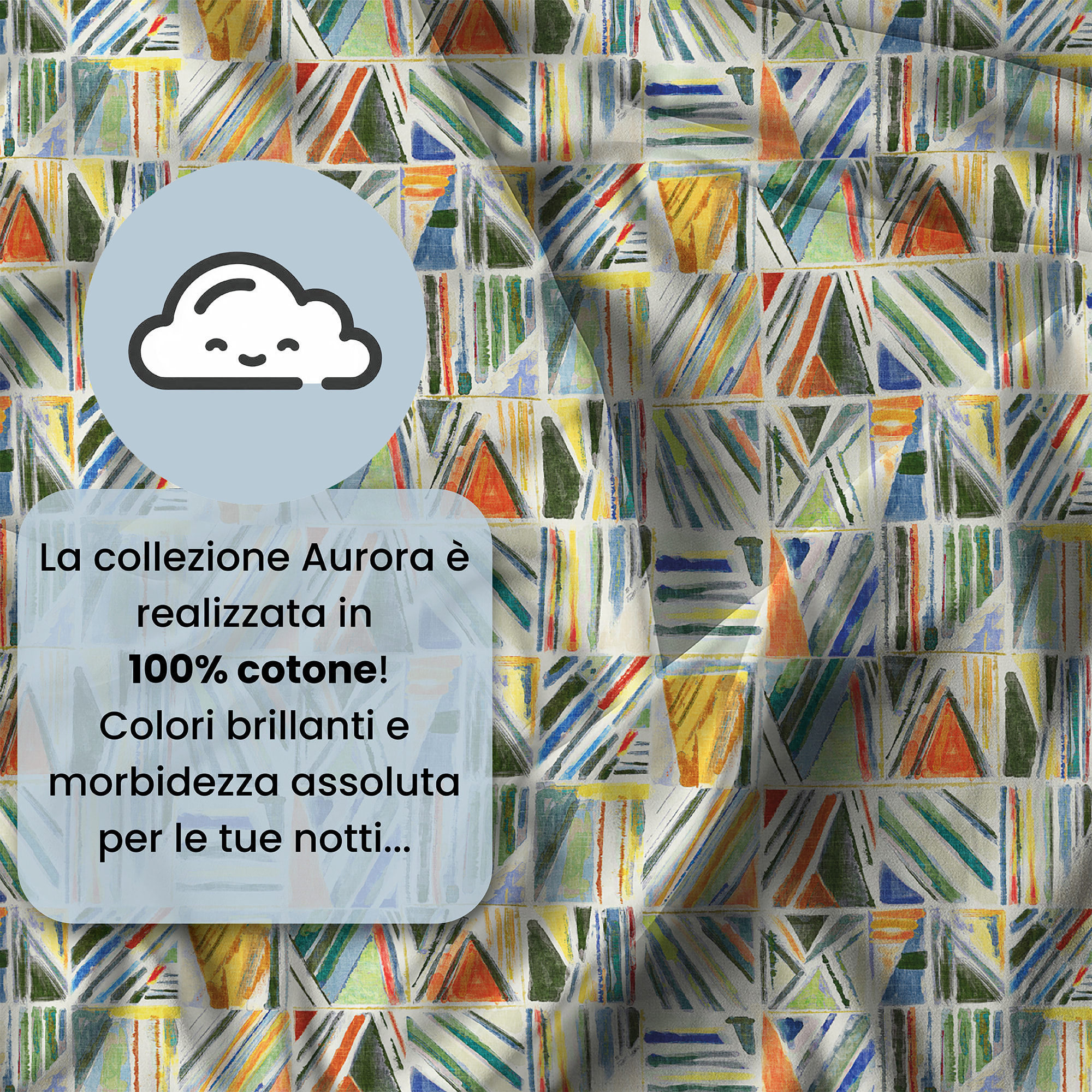 PARURE COPRIPIUMINO MATRIMONIALE AURORA STAMPA DIGITALE -100% cotone Made in Italy