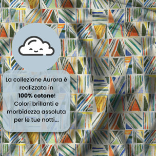 PARURE COPRIPIUMINO MATRIMONIALE AURORA STAMPA DIGITALE -100% cotone Made in Italy