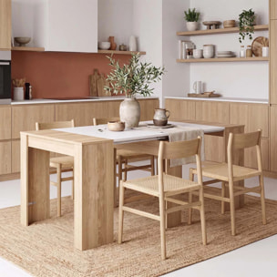 Mesa consola extensible en roble canadian y blanco artik 50-235x90 cm Denis Roble Canadian - Blanco Artik (Blanco Mate)