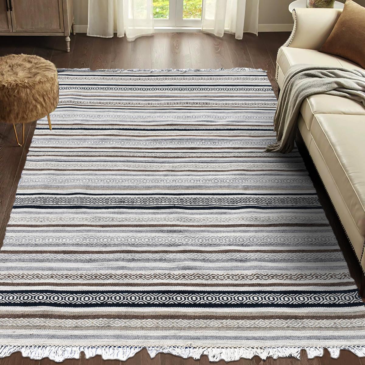 Tapis kilim fait à la main en laine motif géométrique RADA