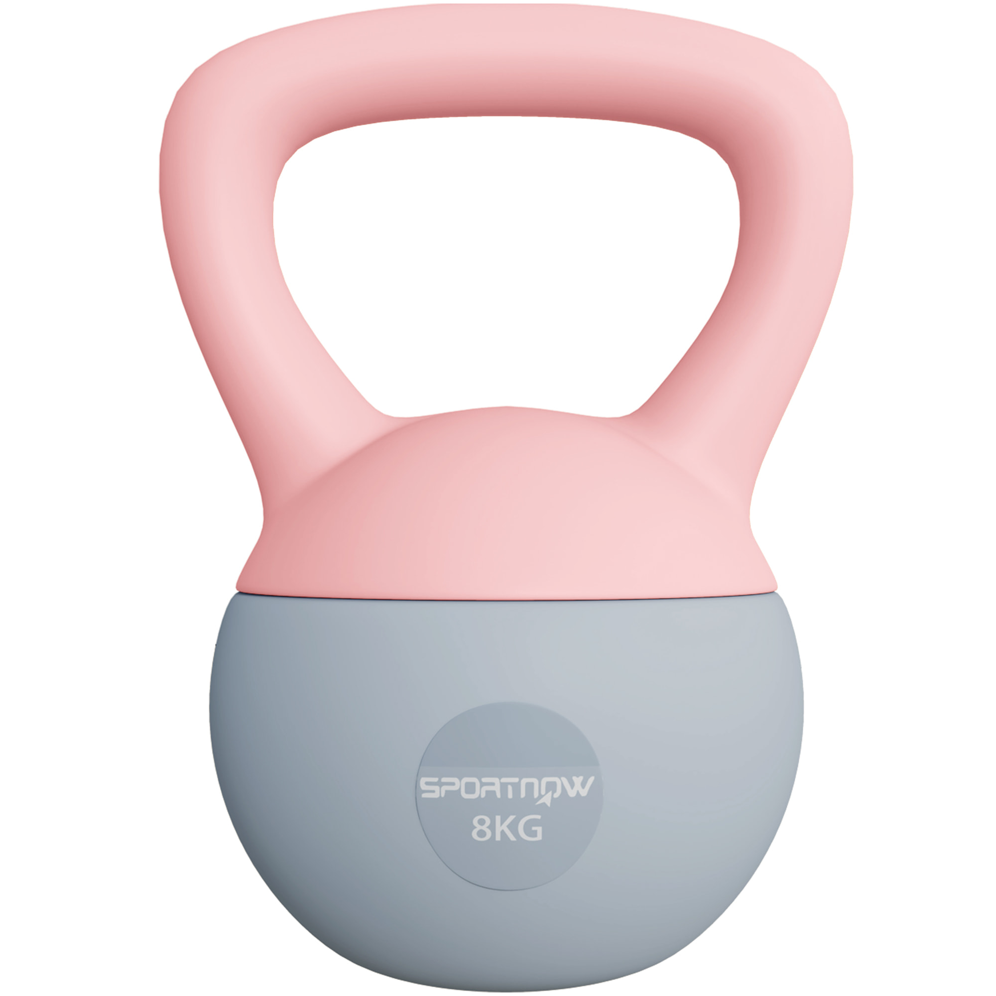 Pesa Rusa 8 kg, Soft Kettlebell Relleno de Arena Metálica y Mango Antideslizante, para Entrenamiento Culturismo en Casa, Gimnasio, Rosa Palo y Gris
