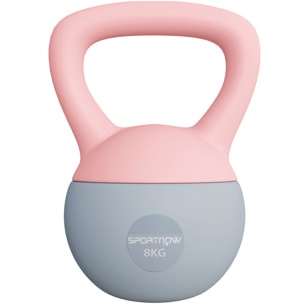 Pesa Rusa 8 kg, Soft Kettlebell Relleno de Arena Metálica y Mango Antideslizante, para Entrenamiento Culturismo en Casa, Gimnasio, Rosa Palo y Gris