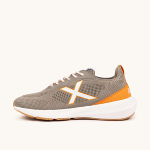 Zapatilla Deportiva Knit Gris y Naranja MUNICH LOOP