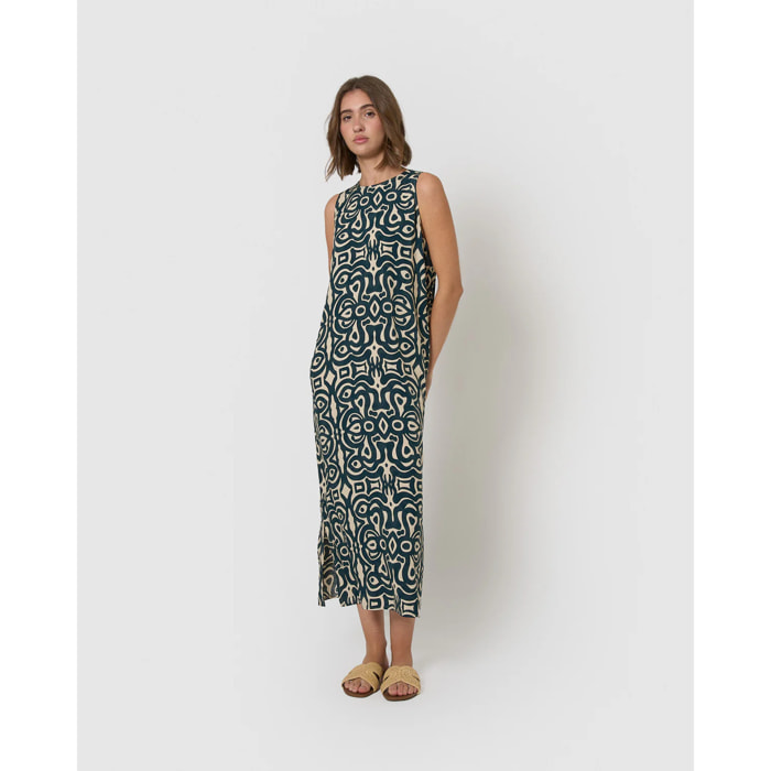 Vestido largo viscosa taissa azul