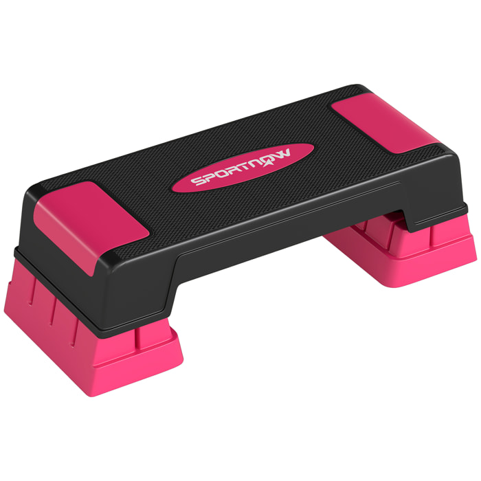 Step de Aeróbic Step para Fitness Stepper Antideslizante con Altura Ajustable de 12/17,5/22,5 cm Base Robusta Carga 250 kg para Entrenamiento en Casa Gimnasio Hombres y Mujeres Rosa