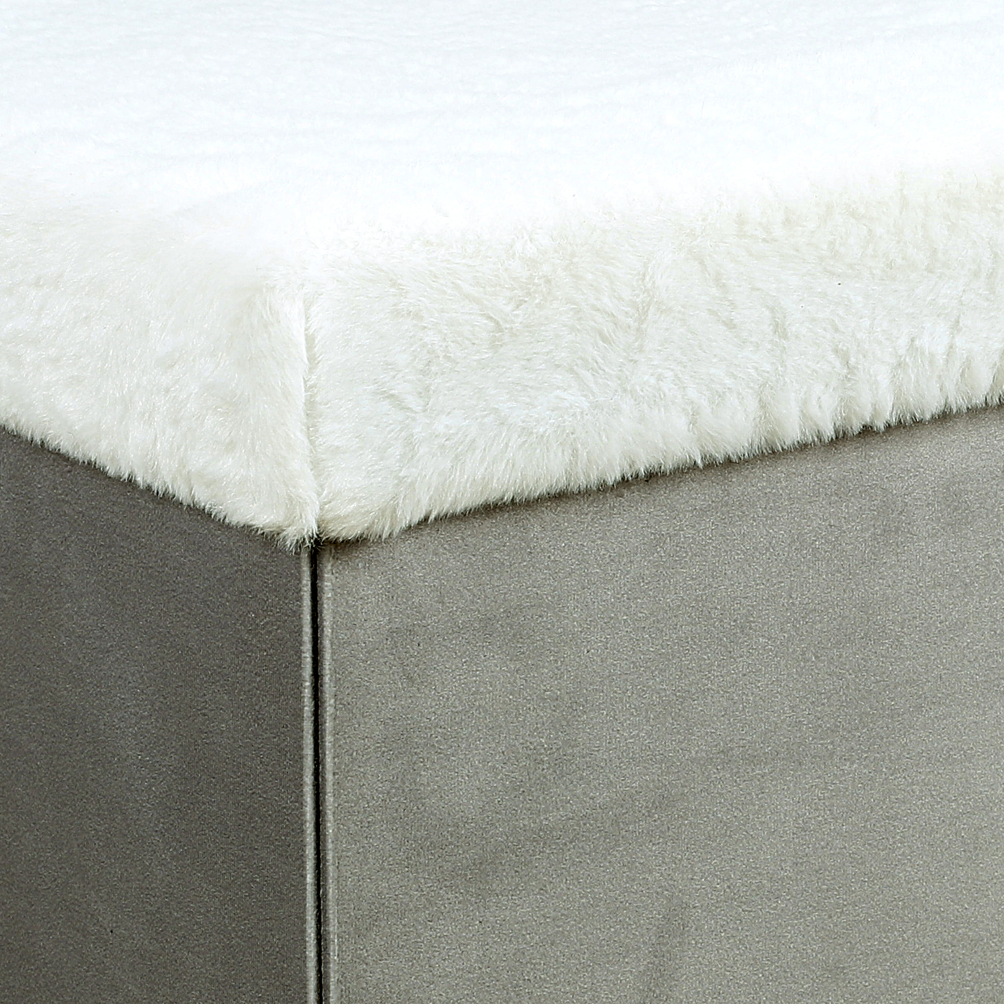 Coffre Banc Pliable Gris Imitation Fourrure Leo